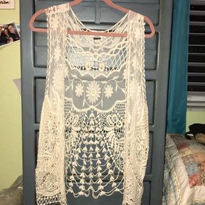 Boho Lace Sleeveless Cardigan